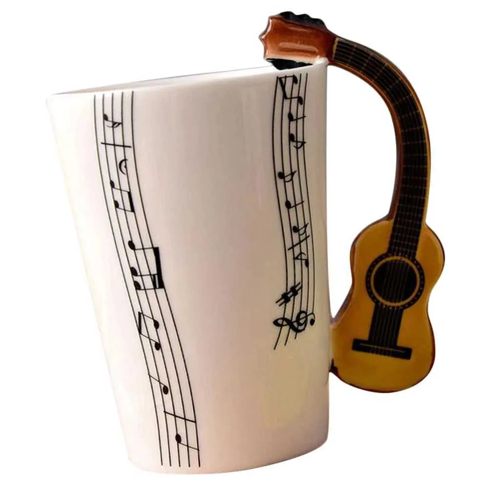 Ceramic Guitar Drum Saxophone Handle Mug Coffee Cup Ceramic Music Cup Beverage Mug Kids Travel Mug