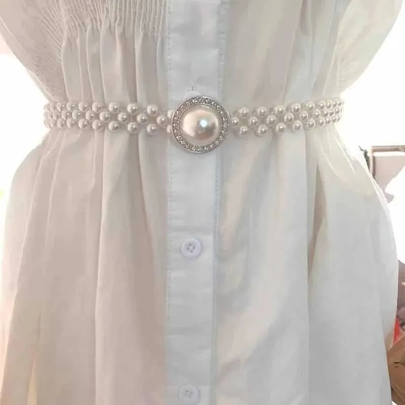 Ceintures de la chaîne de taille perle Chaîne de taille Femmes Elastic Belt Fashion Femme Vêtements de robes Femme Decorative