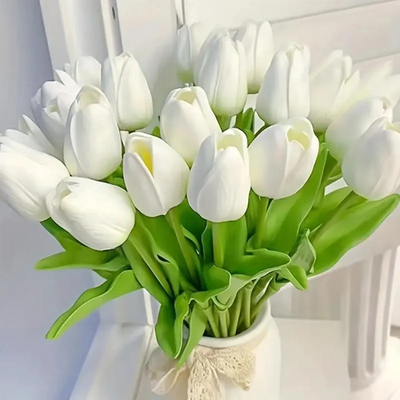 Flores decorativas 10 piezas flor artificiales toque realista tulip álbumes de recursos de recursos
