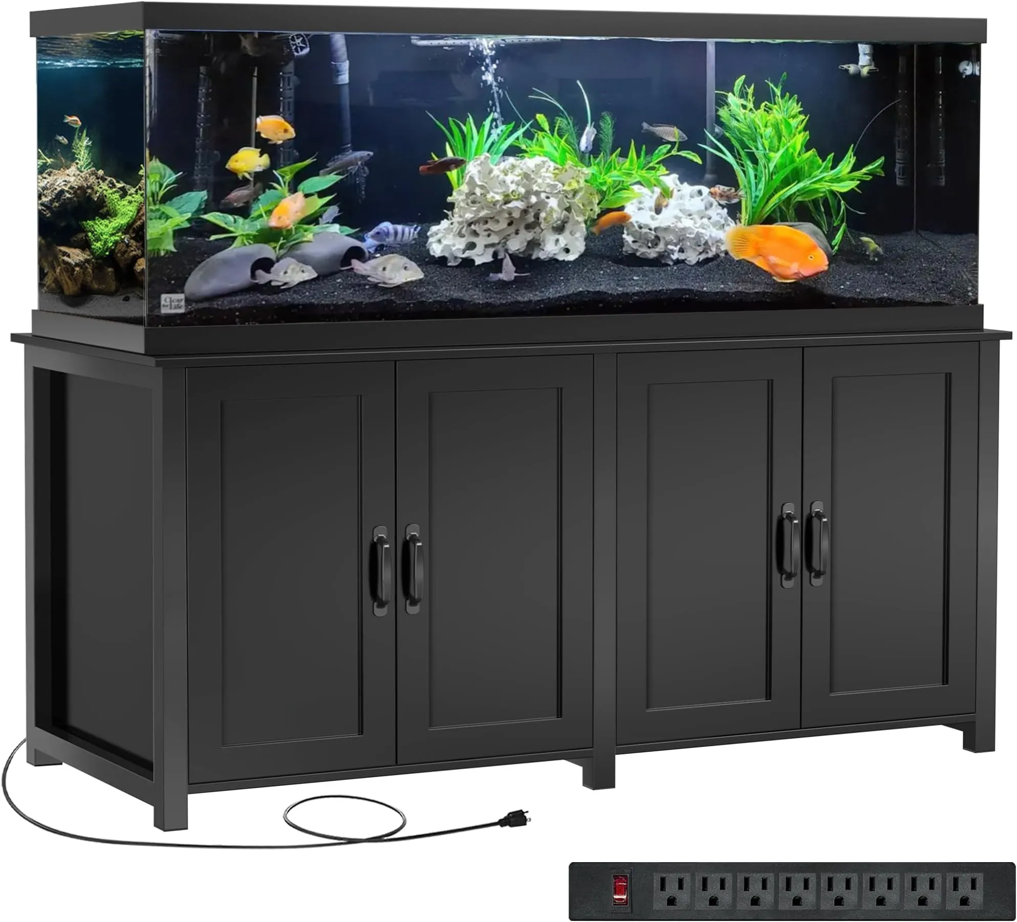 Heavy Duty 100 Gallon Fish Tank Stand with Cabinet Outlet Fits