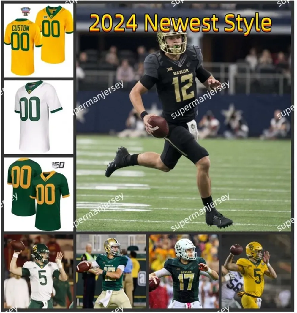 Denzel Mims Baylor Football Football Jersey Ryan Leckich Jamycal Pochodne niestandardowe szwy młodzieżowe 12 Kalon Barnes 1 Trestan Ebner 9 Tyquan Thornton Baylor Jerseys