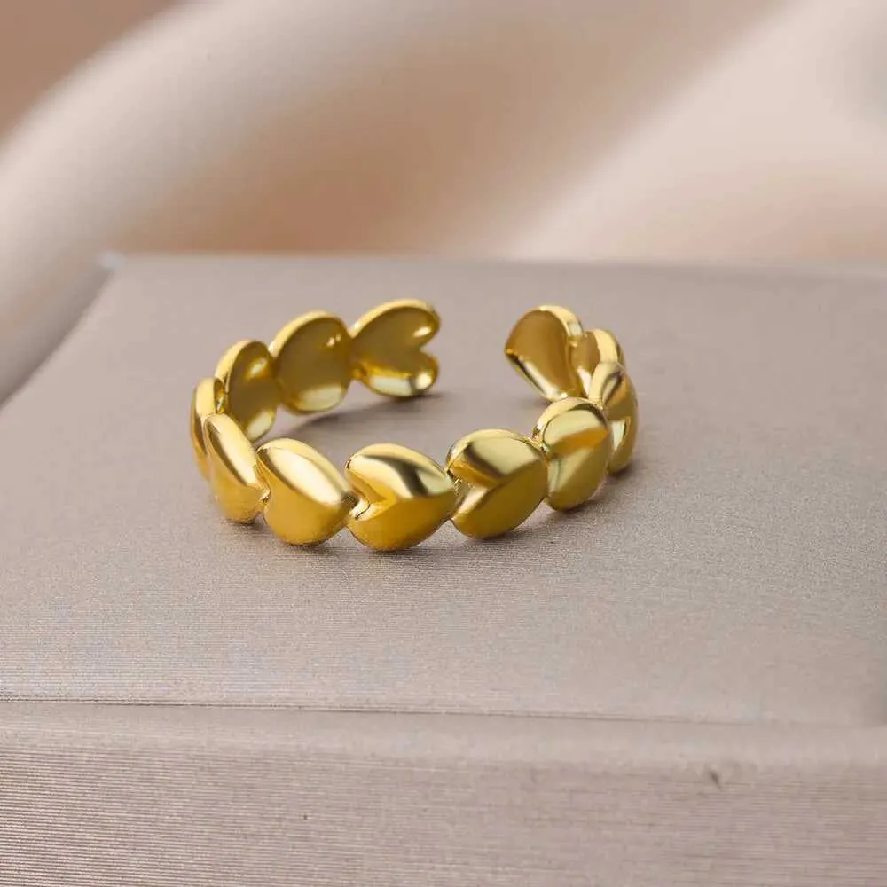 Anelli da matrimonio Anelli per il cuore romantico per donne inossidabile Oro Colore Gold Coppia Ring Fema Reghi di gioielleria estetica Anillos Mujer