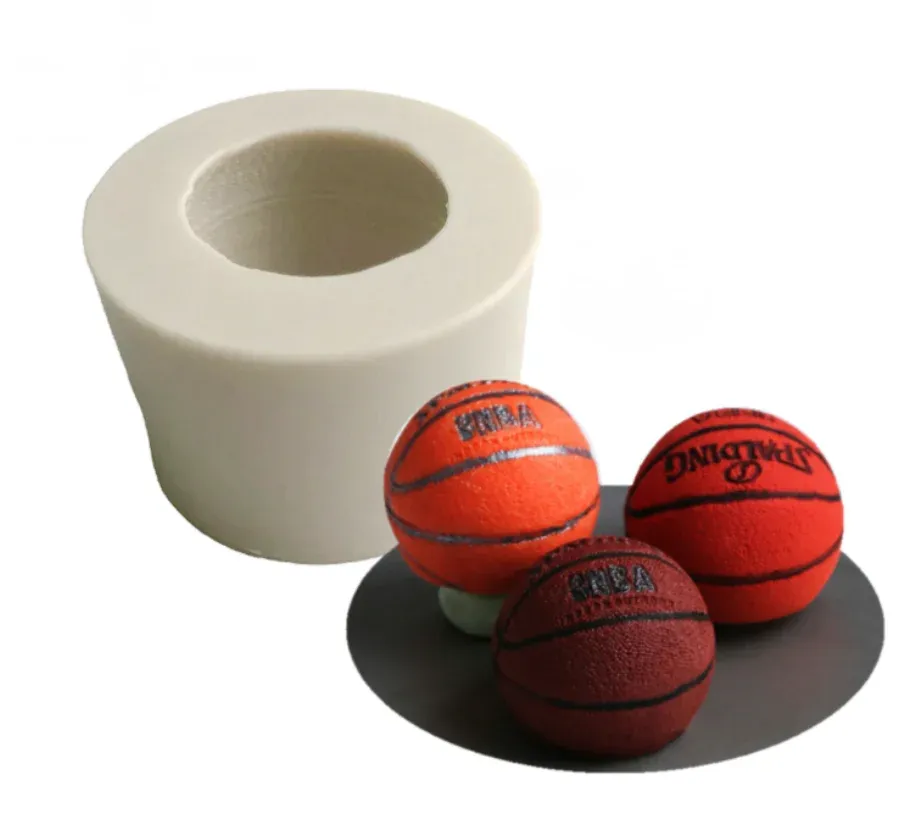 Moldes 3D baloncesto silicona molde de bricolaje gelatina mousse chocolate fondant pastel de fondant herramientas de hornear de cocción jabon