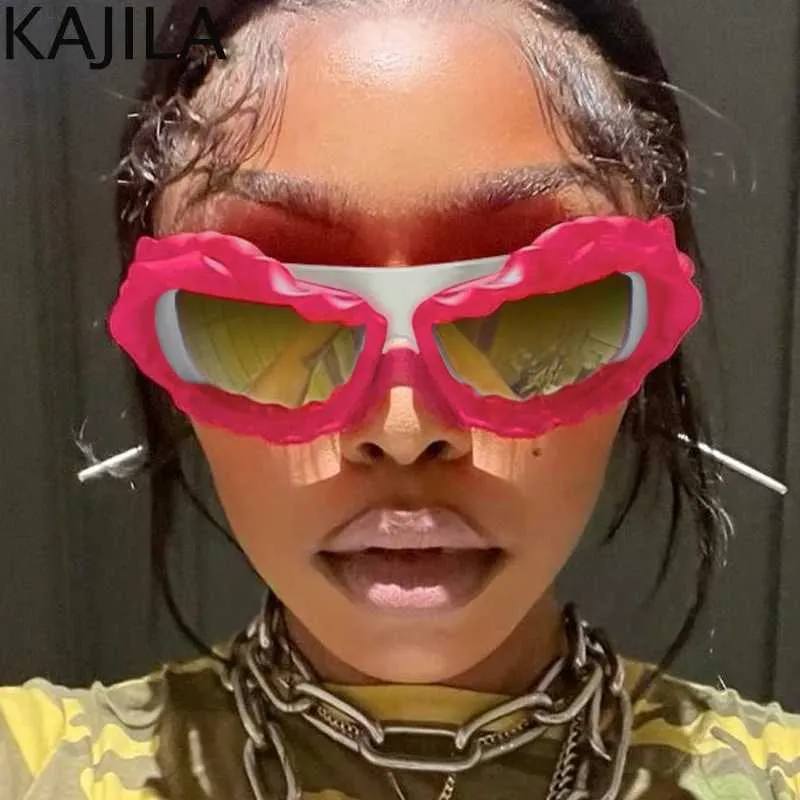 Солнцезащитные очки Y2K Punk Twisted Sunglasses Женщины мужчины 2023 Роскошные бренд Retro 2000 -х