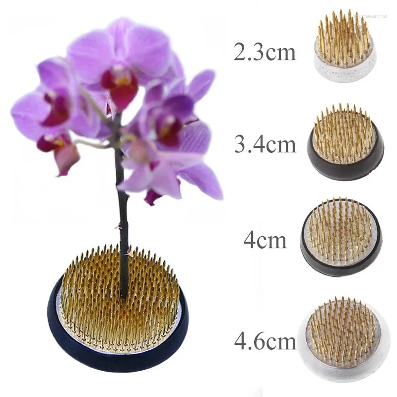 Dekorativa blommor Rund Ikebana Flower Grod med gummipackningskonst Fixad arrangering Verktygsbashållare Metall Blomster Arrangement Pin Decor Pot