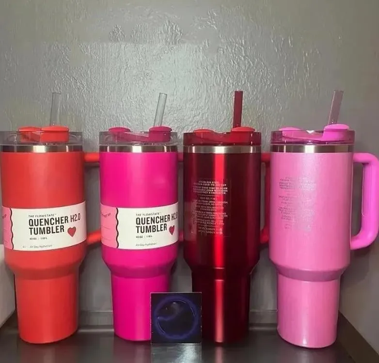 Cosmo Pink Tumblers Winter Pink Shimmery Limited Edition 40 Oz Tumblers 40oz Mugs Lid Straw Big Crace Beer Gater Bottle Valentines Day Gifts Pink Parade