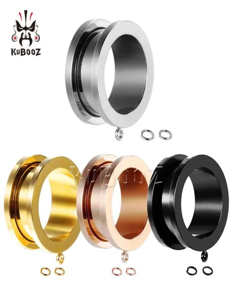 Kubooz Aço inoxidável 4 cores túneis de orelha e plugues de plugues de piercing jóias de piercing Jewelry 625mm 100pcs7874149