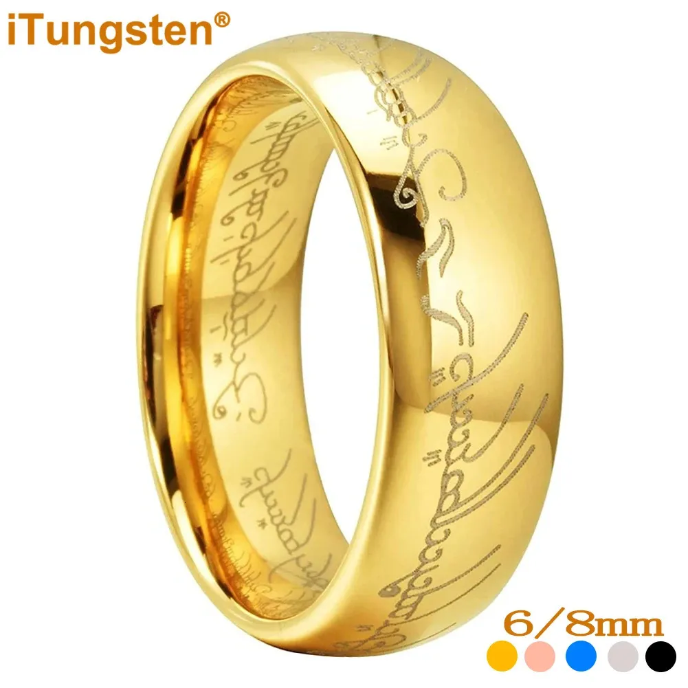 iTungsten 6mm 8mm Fashion Tungsten Carbide Ring for Men Women Engagement Wedding Band Trendy Jewelry Laser Engraved Comfort Fit 240424