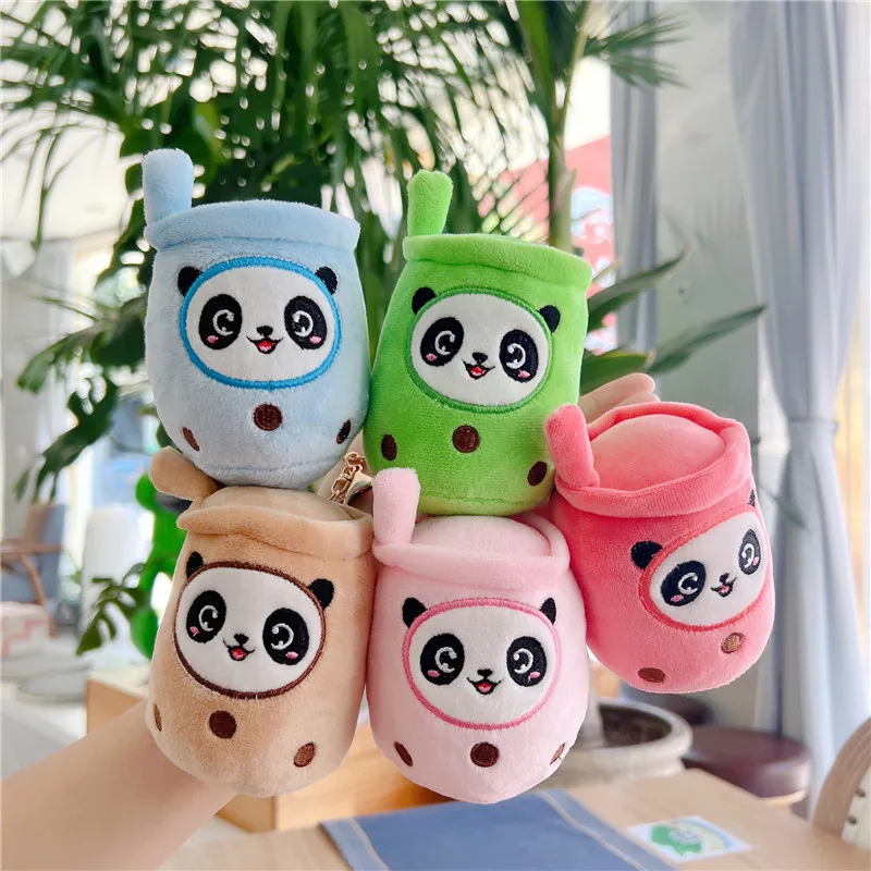 Чайная чашка плюшевые игрушки Kawaii Panda Milk Tea Design Дети фаршированная кукла мягкая подушка подушка подарка на день рождения для подруги