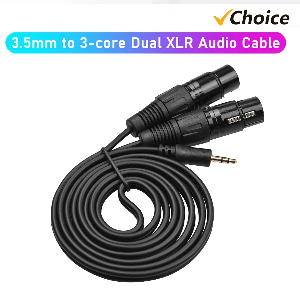 Microfones 3,5 mm a duplo cabo XLR Male/fêmea de 1/8 de polegada a 3Core Cabo de áudio XLR duplo de 4,9 pés Adaptador de áudio TRS Cabo de microfone estéreo