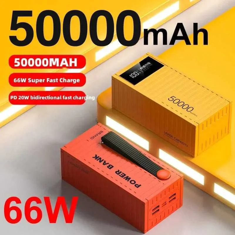 Mobiltelefon -Strombanken 50000mah Power Bank 66W Container Super Fast Lading Tragbare Powerbank für Huawei iPhone 14 Xiaomi External Batterie Ladegerät New J2 geeignet