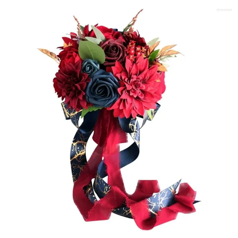 Hochzeitsblumen elegante künstliche Seiden Rosenstrauß Zeremonie Jubiläum DIY Home Decor