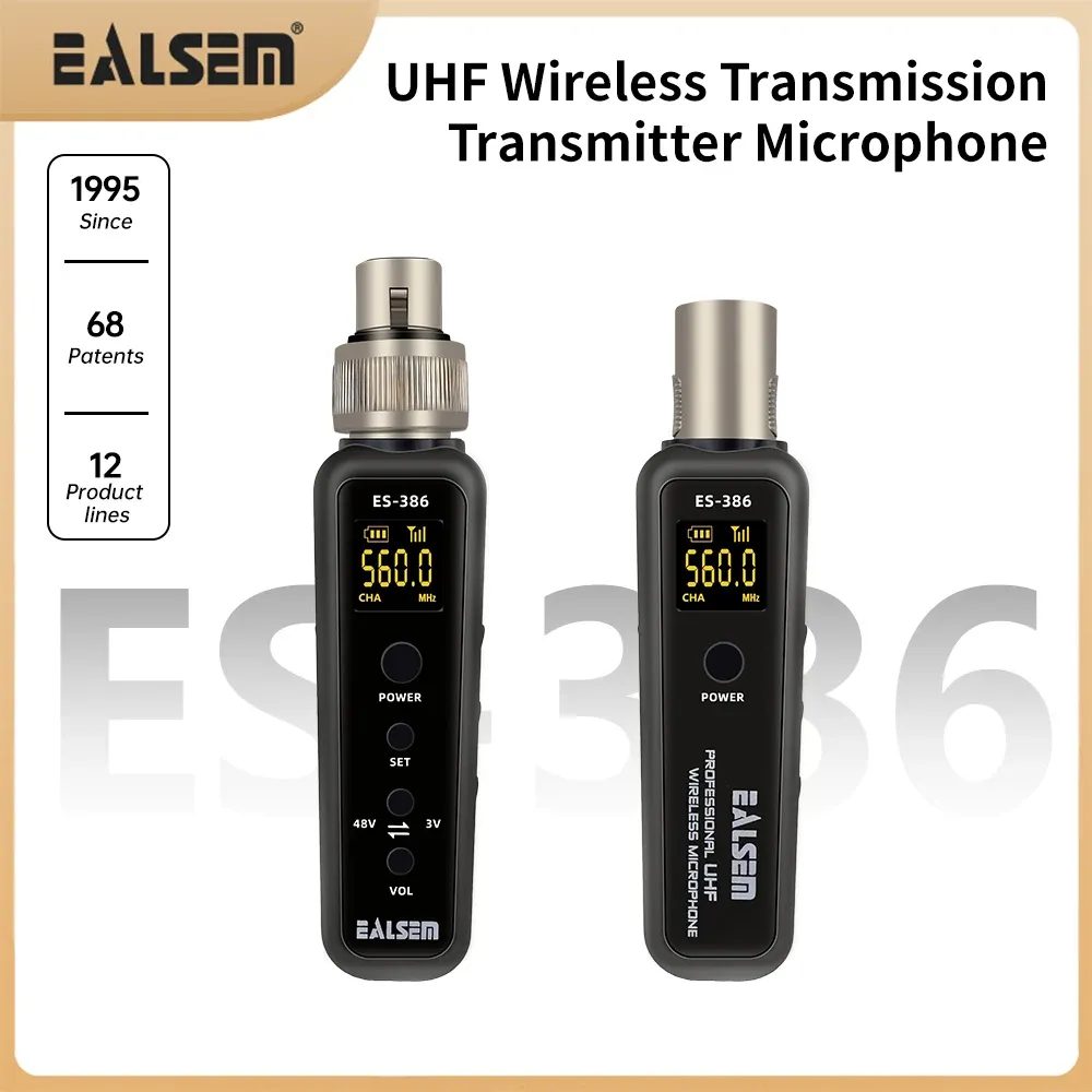 Microphones EALSEM 386 UHF Wireless Microphone Converter XLR Transmitter and Receiver Microphone Wireless System for Dynamic Microphone