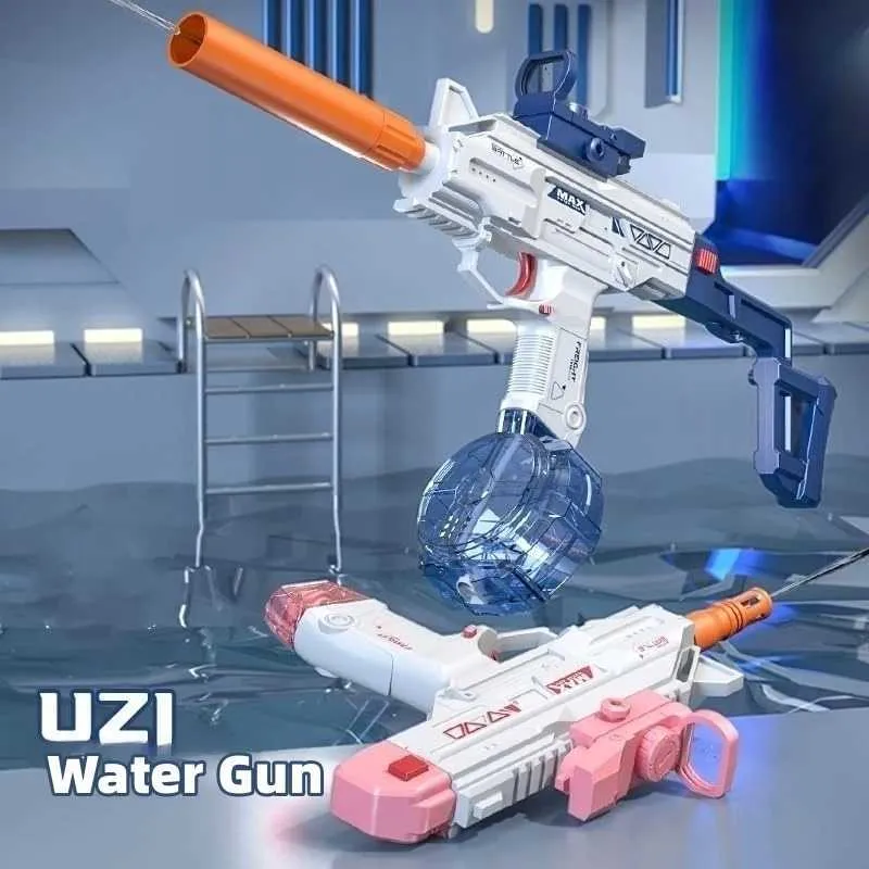 Gun Toys Childrens Automatic Uzi Electric Ryggsäck Underwater Submachine Gun Combat Summer Toy Water Gun Outdoor Swimming Pool Toy T240428