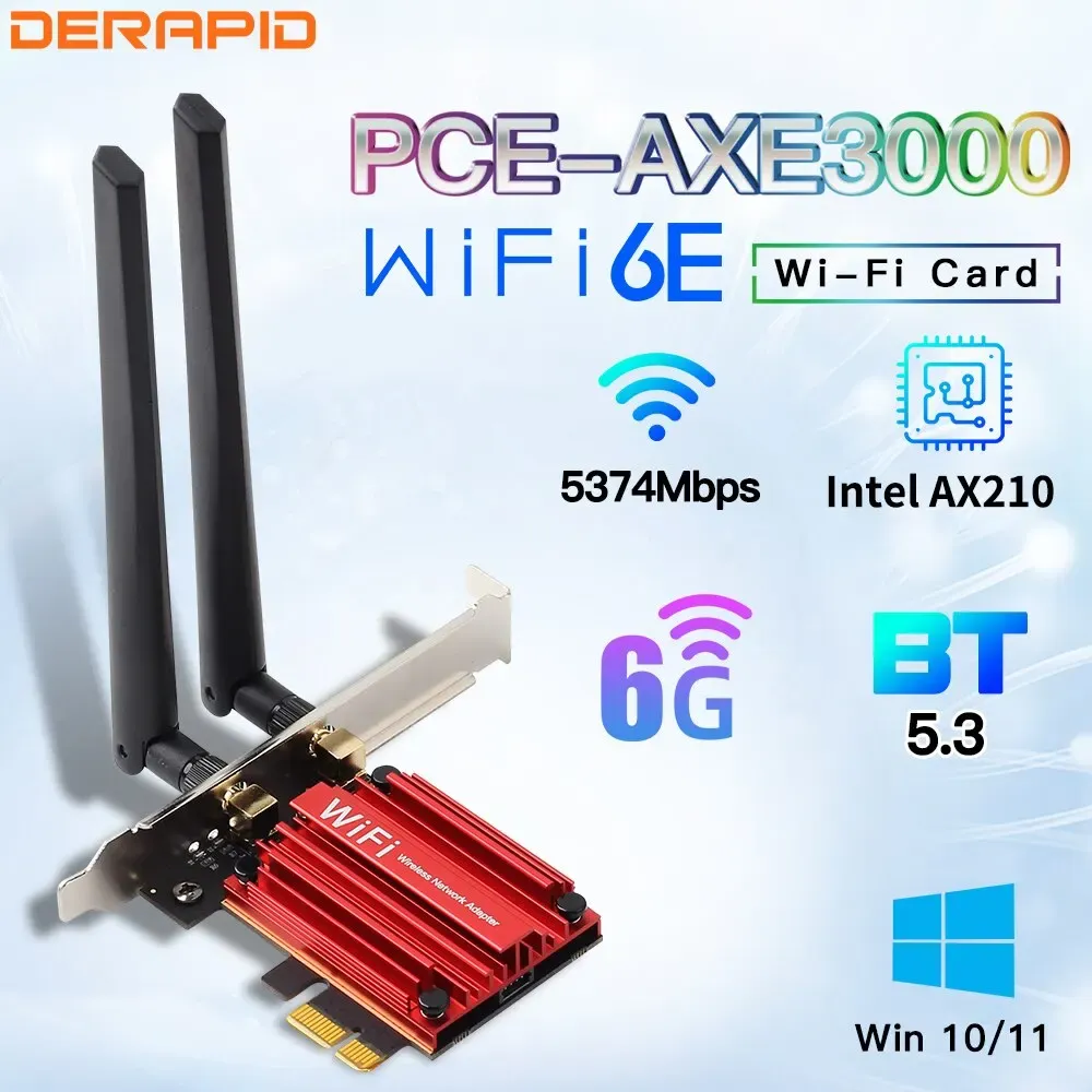 Cards WiFi6E Intel AX210 Bluetooth 5.3 Triple Band 2.4G/5GHz/6GHz WiFi Card 802.11AX AX200 PCI Express Wireless Network Adapter PC