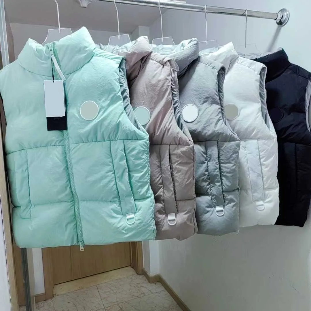 Chaleco de diseñador de alta calidad hombre y sudadera para mujer auténtica de lujo de lujo cápsula de ganso etiqueta blanca pasteles Glacier chalecos de invierno A0808B84