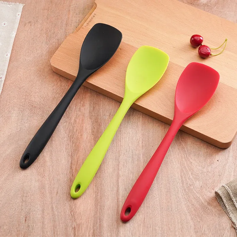 Ustensiles de qualité alimentaire Silicone cuillère spatule de cuisson résistante à la chaleur cuillère flexible sans cicade