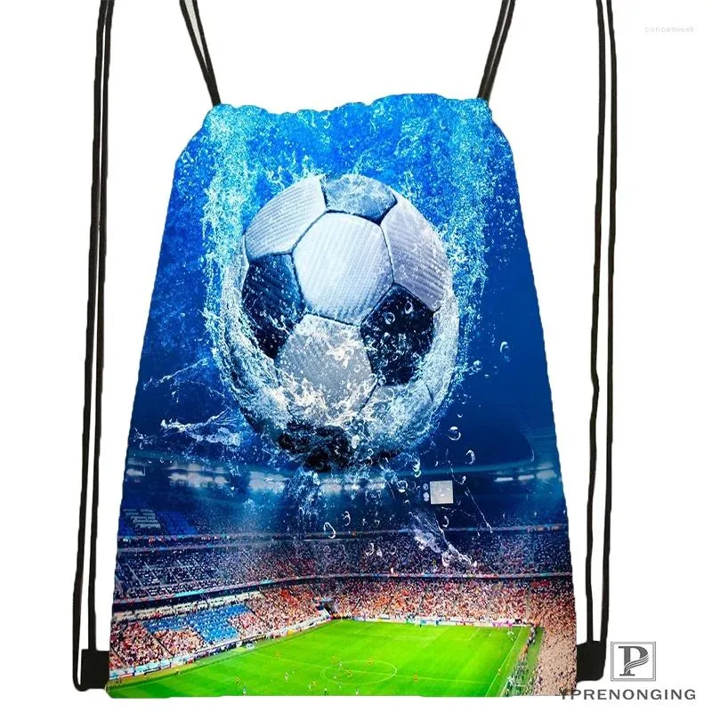 Drawstring Custom Soccer Football Ball Fire Flame Backpack Bag Lindo Daypack Kids Satchel (espalda negra) 31x40cm#180531-03-44
