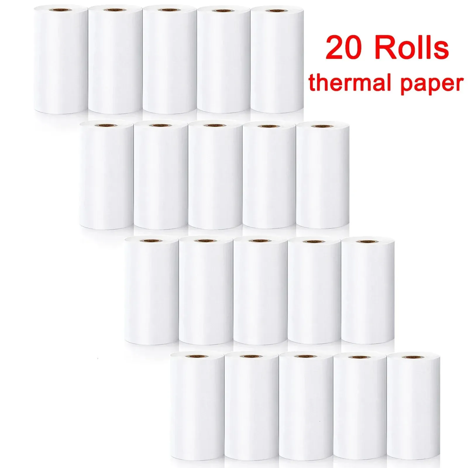 20 Rolls 57x25mm White Thermal Paper Etikett Papperslim PO -pappersficka Mikro Trådlös Bluetooth -skrivarutskrift kvitto 240420