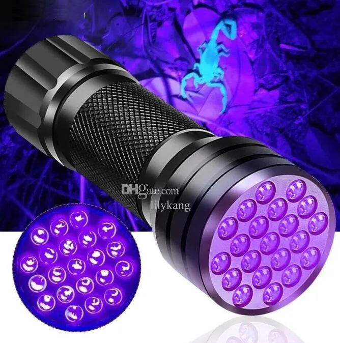 Draagbare 21 LED UV Ultraviolet Flashlight Blacklight 395 Nm Mini Torch Flash Lamp voor Pet Urine -vlekken Zwarte lichte zaklampen