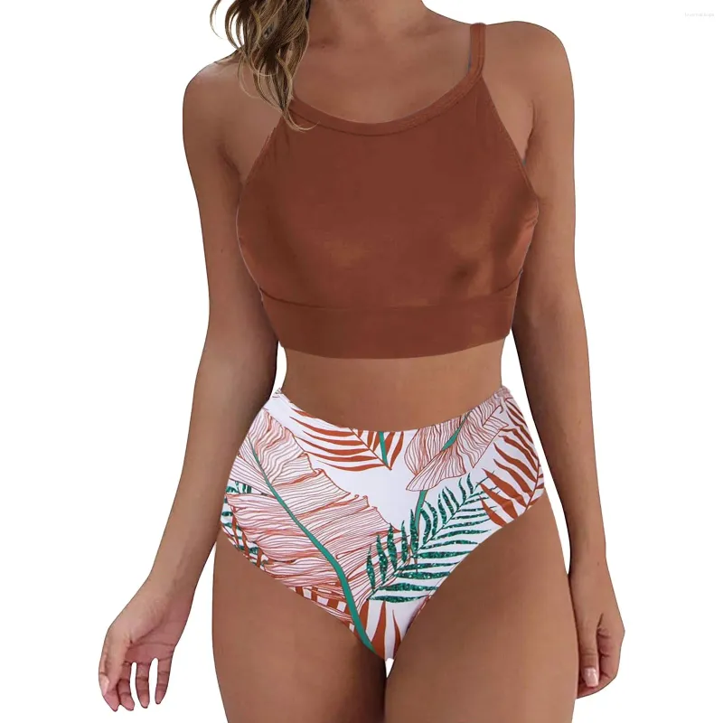 Donne da bagno da bagno femminile più costumi da bagno a colori solidi Tankini Triangoli ad alta vita Triangoli separati da donna separate da donna con pantaloncini