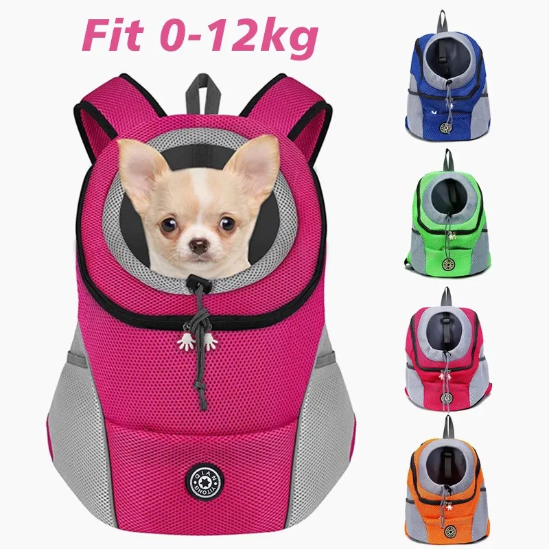 Dog Pet Backpack Travel Bag Front Pack Adem instelbaar met veiligheidsreflecterende strips voor wandelen buitenkatten 240412