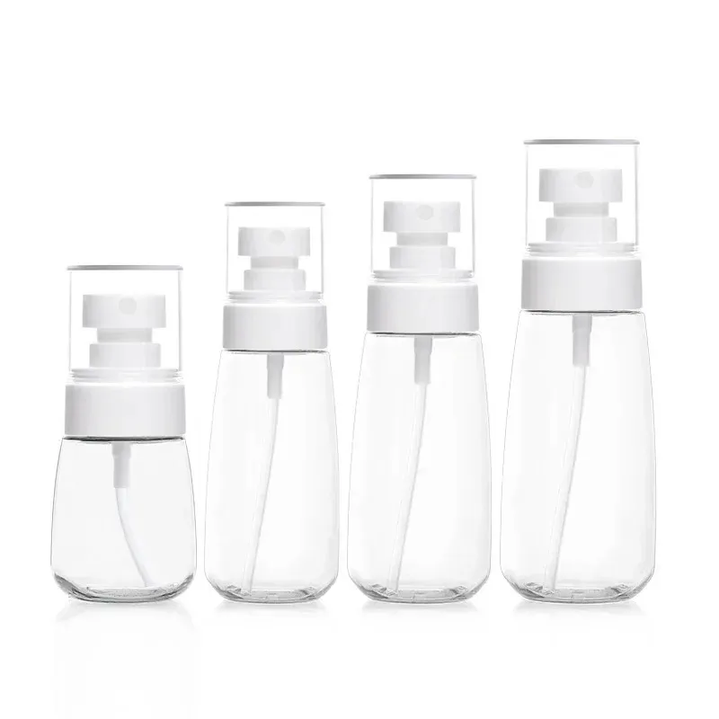 60 ml reizen onder de bodem zonnebrandsprayfles op maat kan transparante plastic fles voor reizen gemak