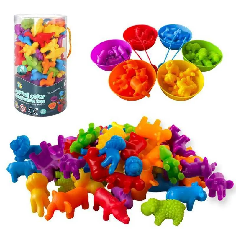 Kids Matching Game Animal Cognition Color Sort Fine Motor Training Montessori Sensory Education Puzzle Toy Gifts