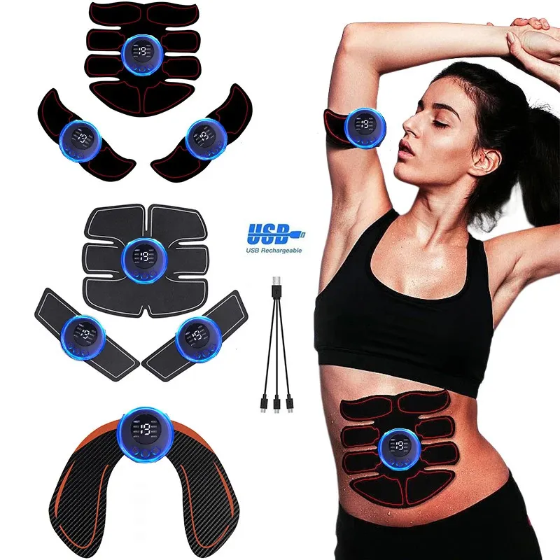 USB Rechargable EMS Muscle Stimulator Electric Massage Therapy Pain Relief Digital Meridian Full Body Massager Fitness 240426