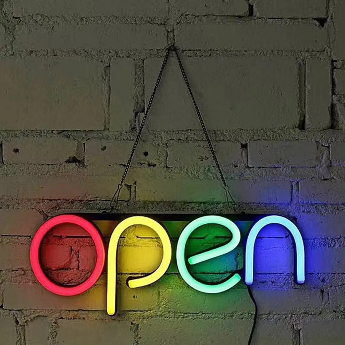 Otwieracze LED Otwarte Neon Light Light Ultra jasne kolorowe oświetlone znaki Otwarte biznesowe liter