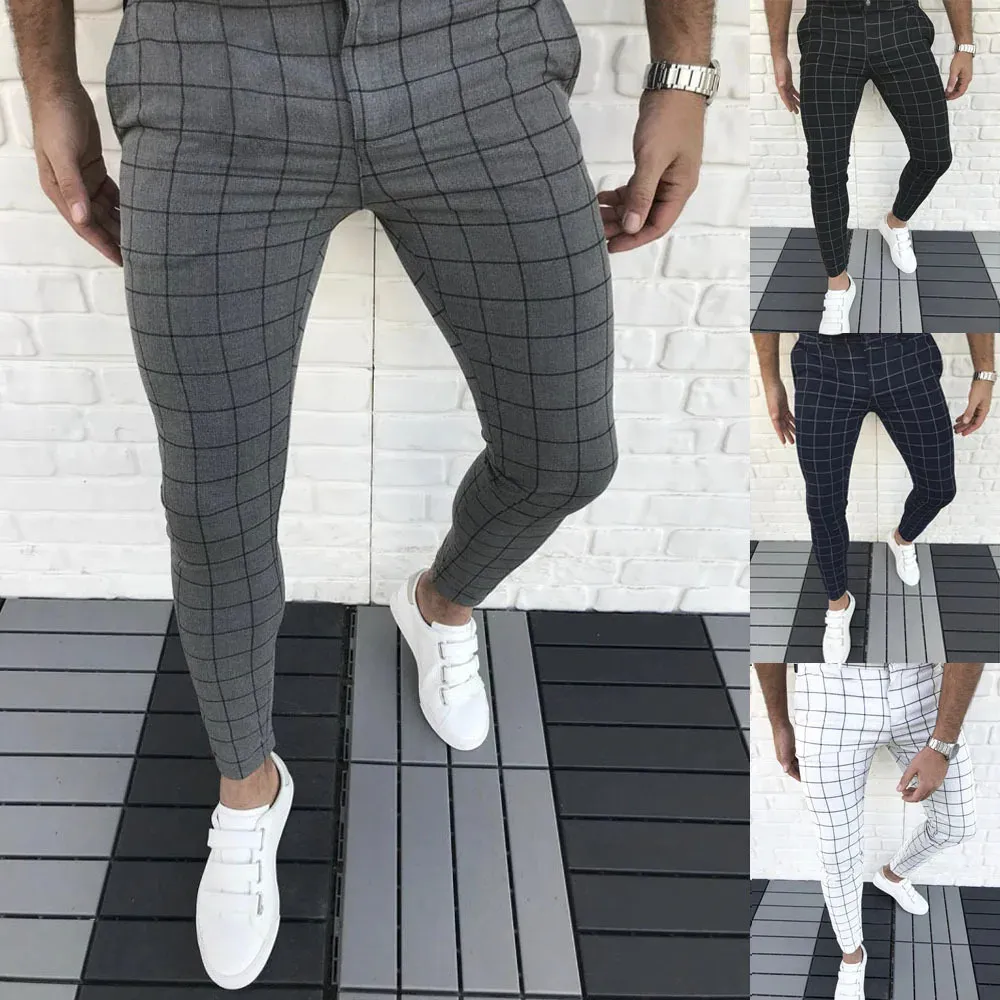 Mens Cargo Pantalones Pant Slim Fit Straight Leg Byxor Fashion Casual Sweatpants Streetwear Manlig blyertsbyxor för företag 240425