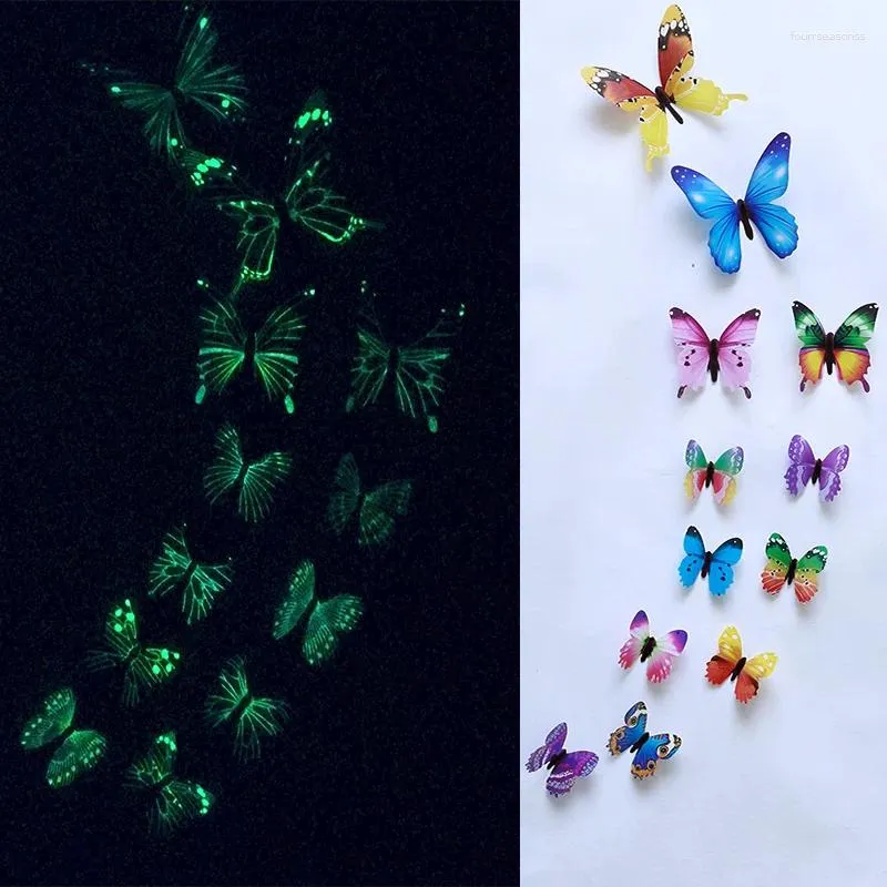 Naklejki ścienne 12PCS/Set Luminous Butterfly naklejka na salon motyle na przyjęcie weselne domowe lodówki Tapeta