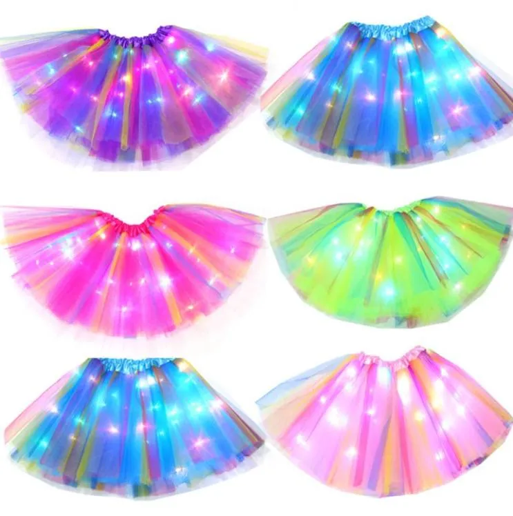 Part Supplies Rated Fashion Girls cloth Women Stage Performance Dress LED TUTU skirt Luminous star skirts9061160