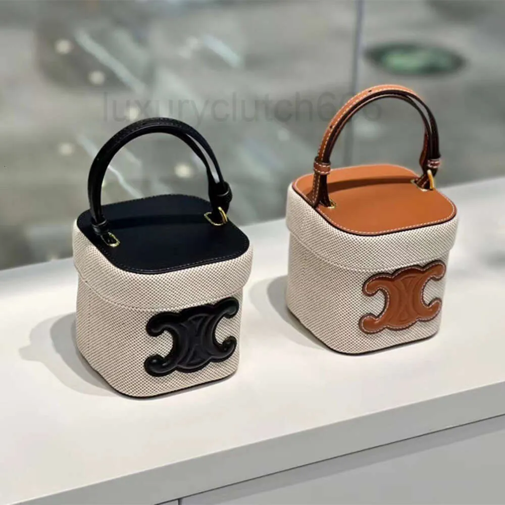 Bolsas femininas Ce Leather Bucket Canvas Bag Bucket Messenger Split Bag Designer Cel Cowhide tem uma bela bolsa de caixa de porta de triunf