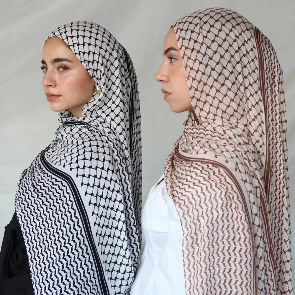 2024 Tryckt Chiffon Headscarf Mellanöstern Dubai pannband Muslimska kvinnor Hijab Islam Fashion Scarf Female Long Turban 240511