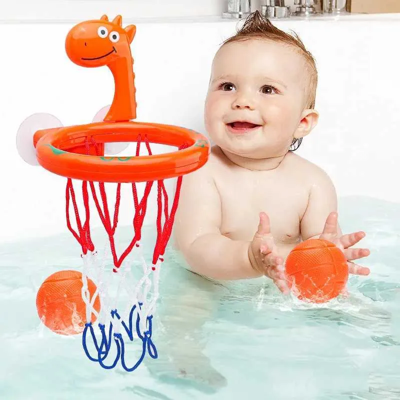 Baby Bath Toys Baby Bath Ball Toy Throw Basket Toys Toddler Bathtub Water Play Summer Pool Toyset Mini Petit Dinosaure Basketball