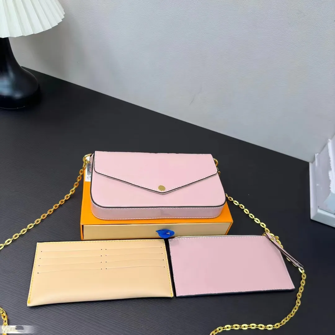 Luxury fashion design Ladies classic envelope patent leather 3-in-1 simple compact metal chain with a single shoulder crossbody bag