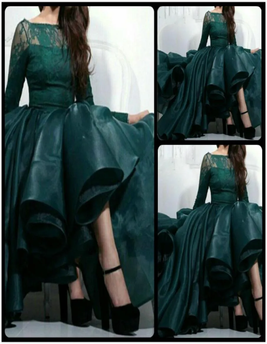 Arabia Saudyjska Zielona suknia wieczorowa Sheer Long Rleeve Myriam Fares Celebrity Sukni