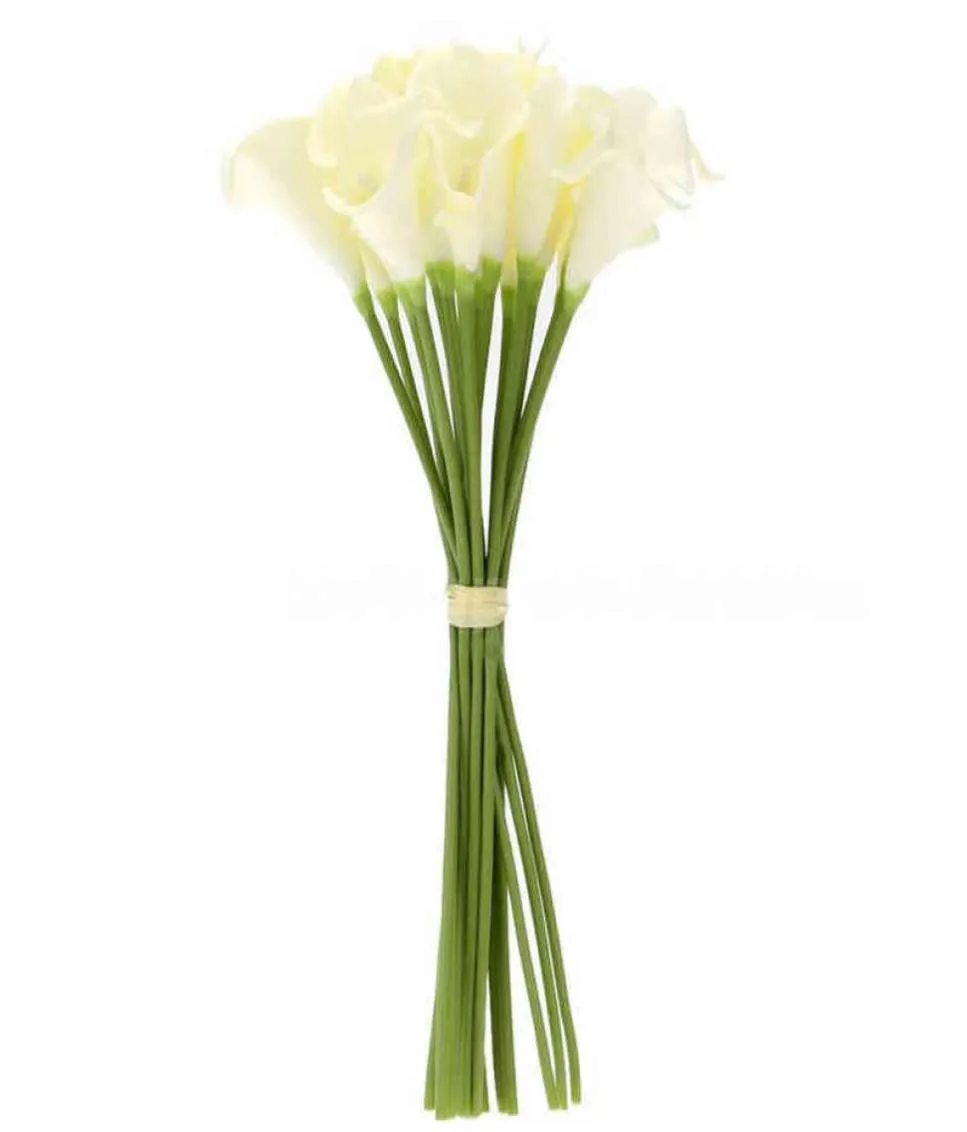 Regali per donne 18x Calla artificiale Fiori di nocciolo singolo mazzo lungo bouquet reale decorazioni per la casa color creamy y2112293178017