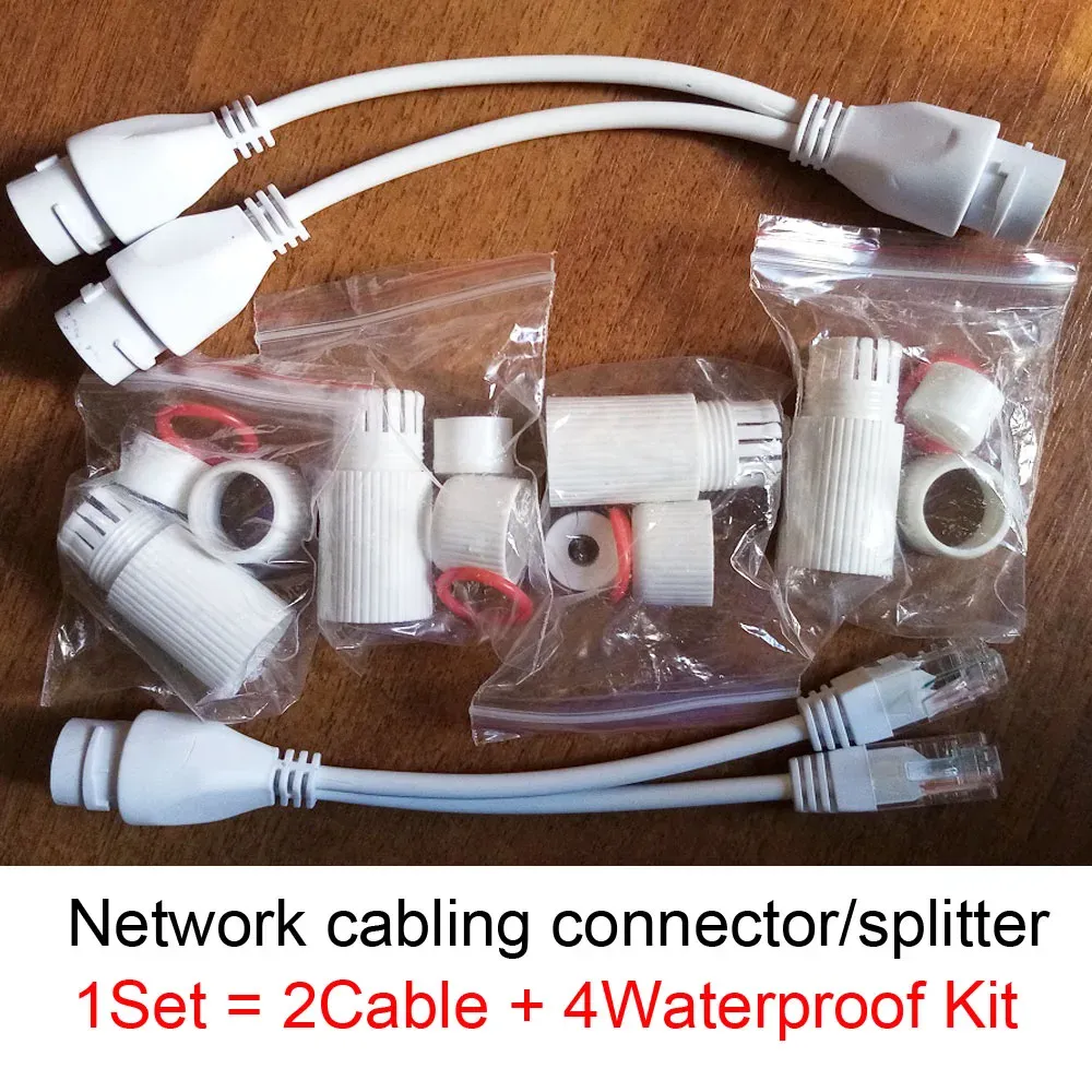 Webcams Poe Splitter RJ45 2in1 Conector de cabeamento de rede para câmera de segurança Instale o divisor Poe IEEE802.3AT/AF Padrão de transmissão