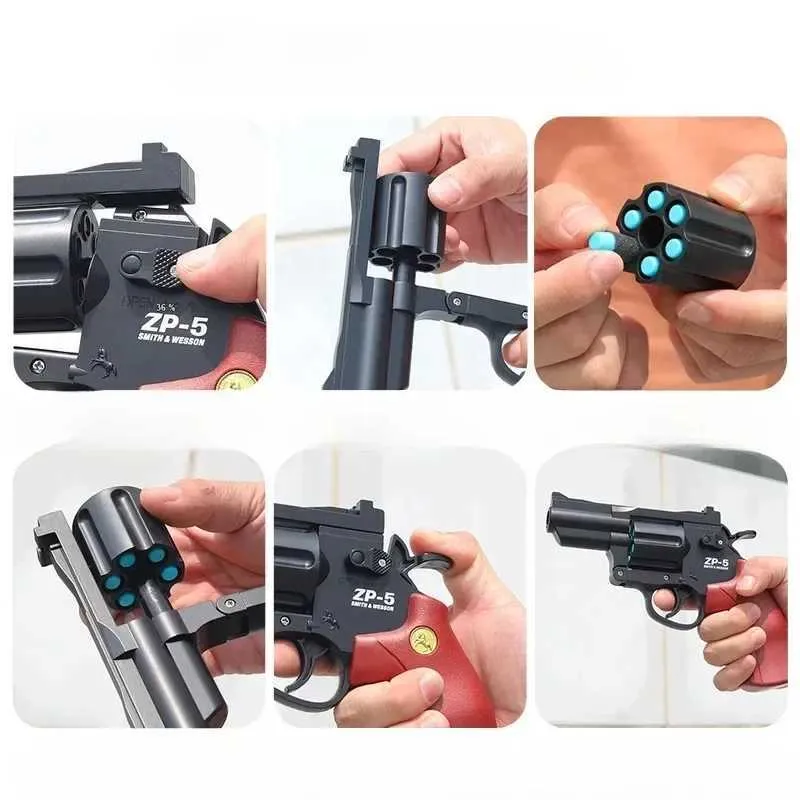 Gun Toys Instrukcja ZP5 rewolwer pistol miękka strzałka wyrzutnia wyrzutni zabawka na zewnątrz strzelanka Pistola dla chłopców prezent urodzinowy T240428