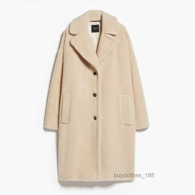 Spegnatore di coave di lana da donna in lana in cashmere show di moda lo stesso weekend di marca classica Maxmara Autunno/inverno Silhouette Silhouette Classic Wool Coat 6Pei