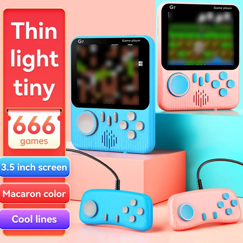 Proteerbare G7 handheld retro games console 3,5 inch scherm Ultra-dunne body macaron kleuren dual player versie videogame spelers gamepad voor jongens en meisjes geschenken