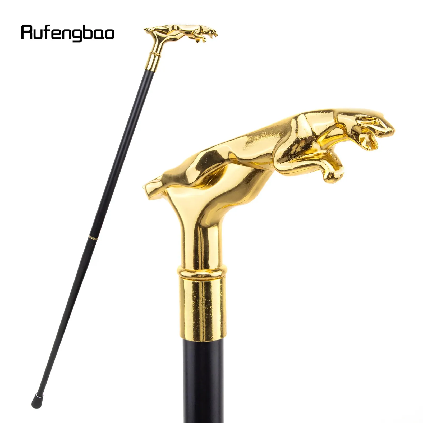 Gold Luxus Leopard Griff Mode Walking Stick für Party Dekorative Wanderrohr Eleganter Crosier Knopf Walking Stick 93 cm 240416