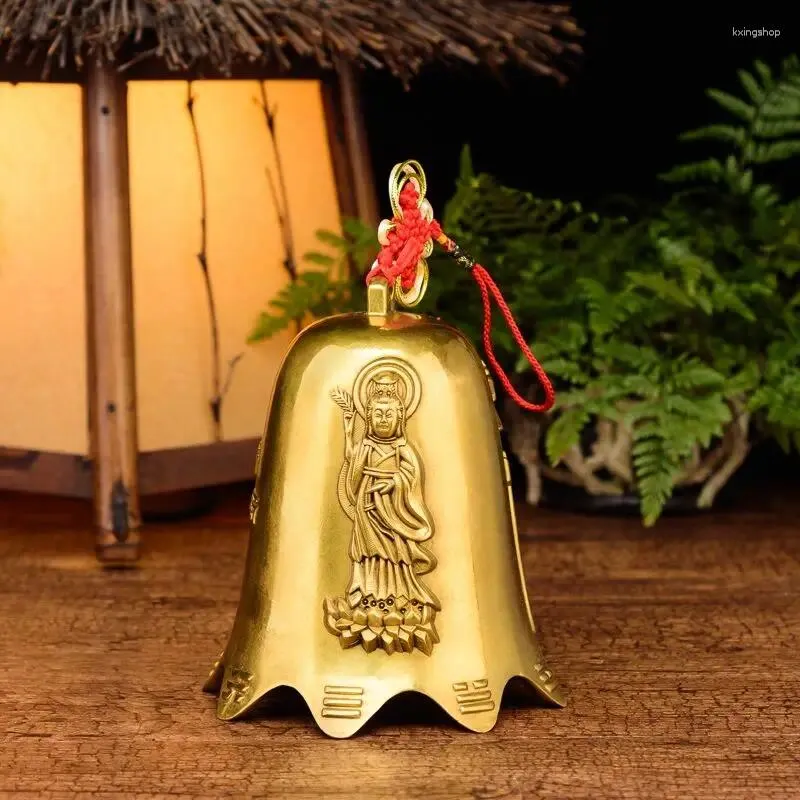 Decorative Figurines Feng Shui Buddhism Copper Bell Religious Wind Buddha Home Hanging Decoration Blessing For Luck Chime Car Decor Crafts