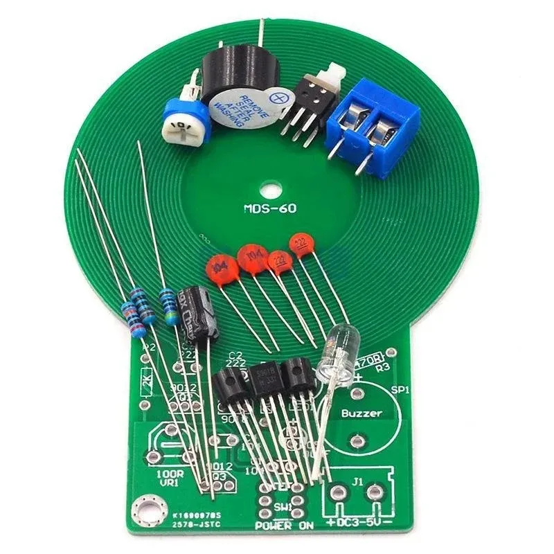 2024 JS-60 DIY Kit Metal Detector Kit Electronic Kit DC 3V-5V 60mm Icke-kontakt Sensor Bordmodul DIY Elektronisk del Metalldetektor för sensormodul