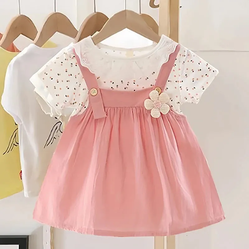 04Y Vestido de bebê elegante e elegante Doll Coller Lovely Party Festume Flower Princess Roupet Girl Crianças A1177 240423