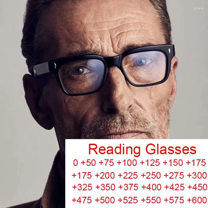 Occhiali da sole Designer marchio Men Black Square Readings Square Filter Ottico Blu Light Presbyopia Trend Eyewear Tenda piccola cornice Unghia di riso