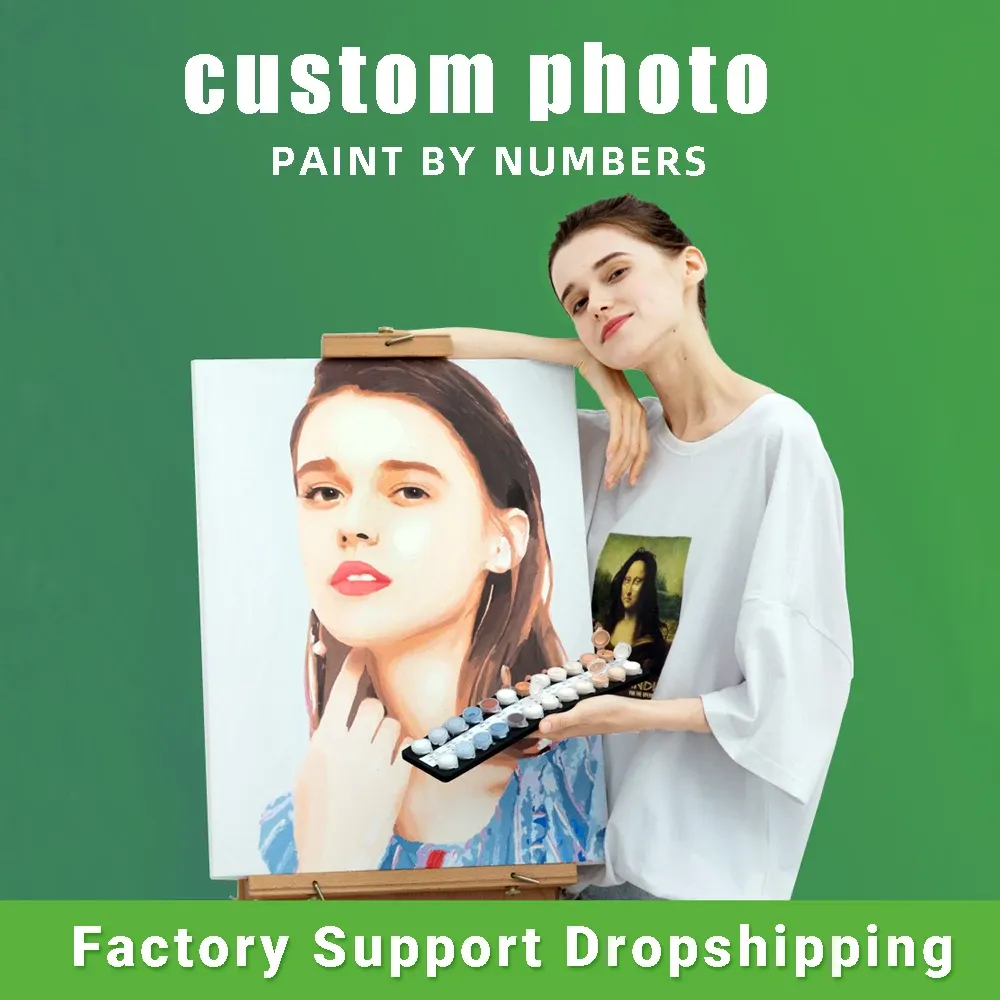 Craft Paint personalizzato per numeri per adulti dropshipping kit foto regalo olio numero di pittura acrilico numero fai -da -te sulla personalità di tela
