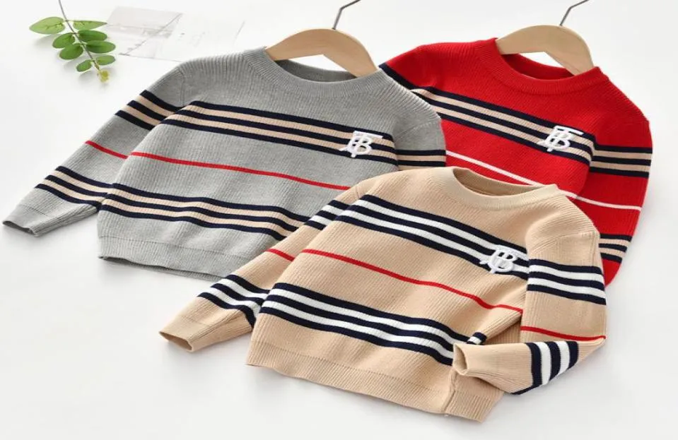 Projektant chłopców Sweter Stripe Stripe Pullover Letklover List do wyłuszczonego dzianiny Skoczek Dziecka Bawełny Sweter A4421561055